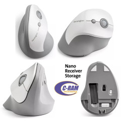 Mouse Vertical Pro Fit Gris Inalámbrico Kensington