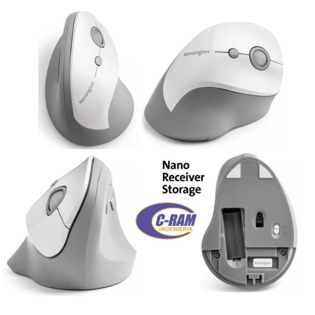 Mouse Vertical Pro Fit Gris Inalámbrico Kensington