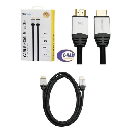 Cable HDMI 2 1  8K  2mts Negro Tecmaster 