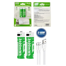 Pilas Recargable 2xAA Carga USB-C de 3400mWh Ulink