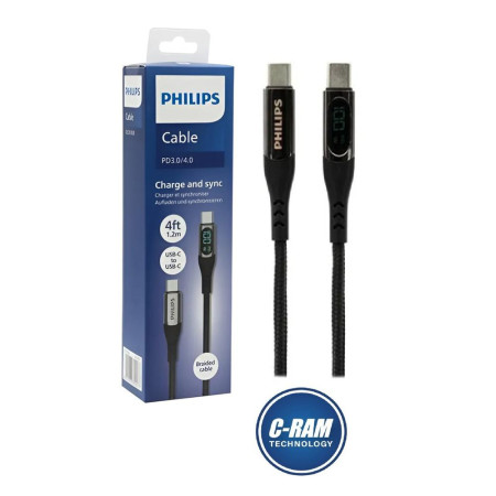 Cable Datos Carga USB-C a C 1 2M 100W Con Display 