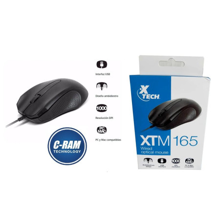 Mouse Xtech XTM-165 Sensor Optico 1000 DPI USB