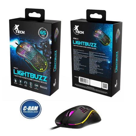 Mouse Gamer Xtech XTM-620 USB 7200 DPI Negro