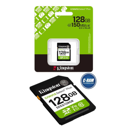 Memoria SD Kingston 128GB Canvas Select Plus 150MB