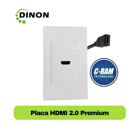Placa Muro HDMI 2 0 Dinon Premium Extensión 20cm