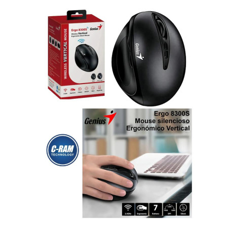 Mouse Inalámbrico Genius Ergo 8300S Vertical 1600D