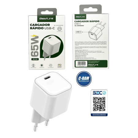 Cargador BestLink USB-C 65W GaN Power Delivery PD