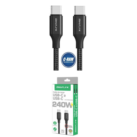 Cable USB-C a USB-C BestLink 240W Metálico Trenzad