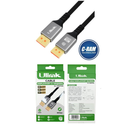 Cable DisplayPort 2 1 16K 60Hz 1 8m Ulink UL-CBDP1