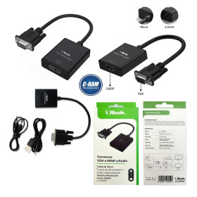 Conversor VGA y Audio a HDMI con Cable 20cm Ulink