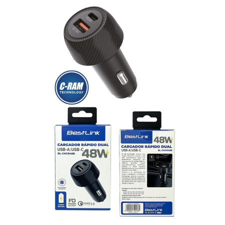 Cargador Auto Dual 48W USB-A y USB-C Ulink