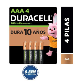 4 Pila Recargable AAAx4 900mAh Duracell