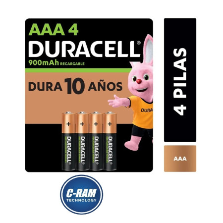 4 Pila Recargable AAAx4 900mAh Duracell