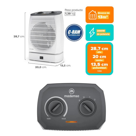 Termoventilador Mademsa TV550 2000W 2 Velocidades