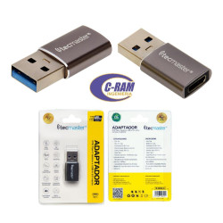 Adaptador USB-A Macho 3 0 A USB-C Hembra Tecmaster