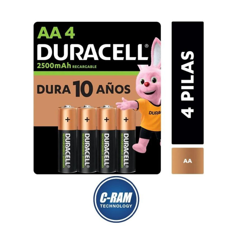 4 Pila Recargable AAx4 2500mAh Duracell