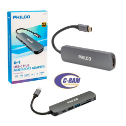 Adaptador Multipuertos USB-C  6 en 1 Philco