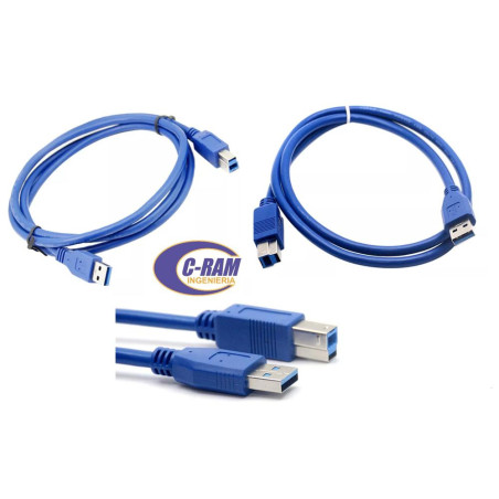 Cable Impresora USB 3 0 Tipo A Macho/B Macho 1 8Mt