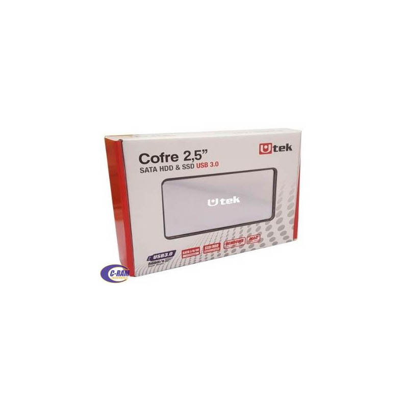 Cofre Para Disco 2 5  Usb 3 0  Plata Utek 