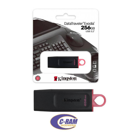 Pendrive 256GB USB 3 2 Exodia Negro/Rosa Kingston 