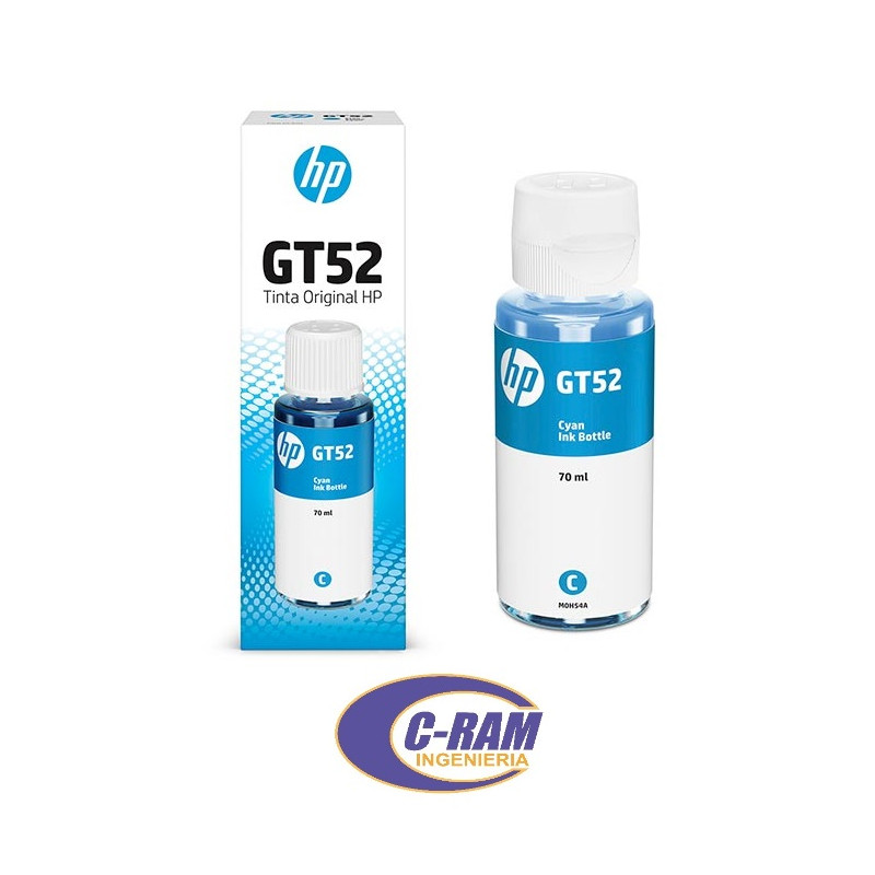Botella Tintas Gt52 Original HP Cyan Azul 70Ml 
