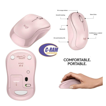 Mouse Logitech M240 Silent Inalámbrico Rosado