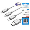 Cable de Carga Rápida 3 en 1  2 1A  1 2Mts Philco 