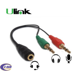 cable Audio 3 5m hembra a 2 plug 3 5mm macho Ulink