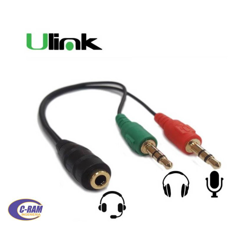 cable Audio 3 5m hembra a 2 plug 3 5mm macho Ulink