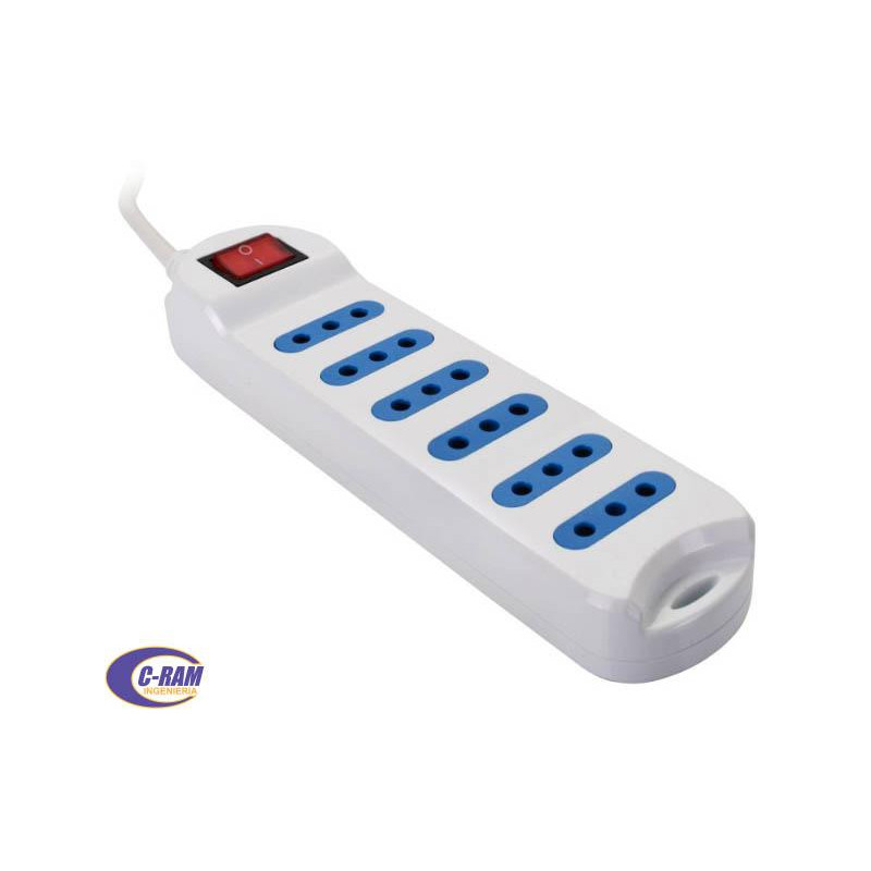 Alargador Multiple 6 Tomas 5mts Blanco Philco