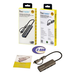 Hub USB-C y USB-A  4 Puertos USB-A 3 0 Tecmaster