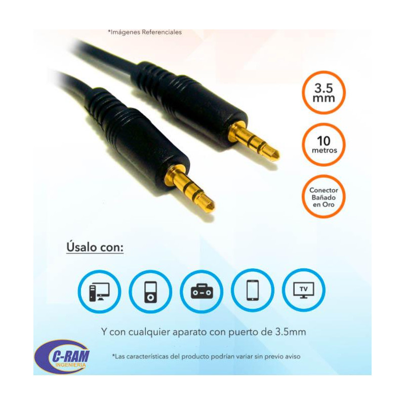 Cable stereo plug 3 5mm 10 metros Dinon