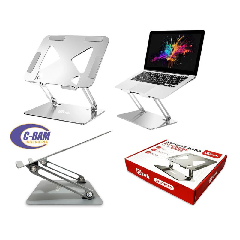 Soporte de Aluminio para Notebook Color Gris Utek