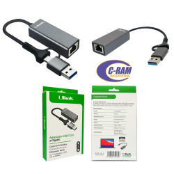 Adaptador USB-A o USB-C a Red Gigabit 10/100/1000 