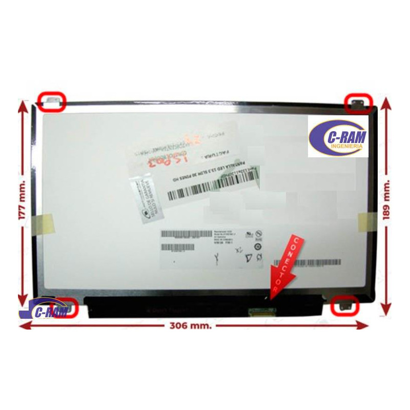 Pantalla Led 13 3  Slim 30 Pin HD 