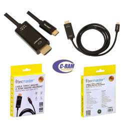 Cable Tipo C  USB-C a HDMI 4K 30Hz 1 8Mts Negro