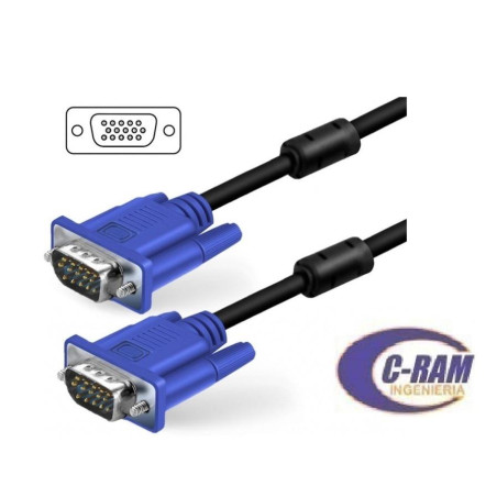Cable VGA 3Mts M/M con Filtro Conector Azul