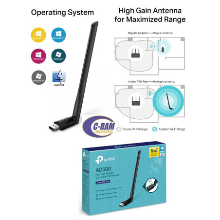 Adaptador USB A Wifi AC600 T2u Plus Doble Banda 