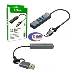 Hub USB-C y USB-A  4 Puertos USB-A 3 0 Ulink