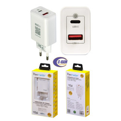 Cargador de Pared Carga Rápida  2 Puertos  USB-A-C