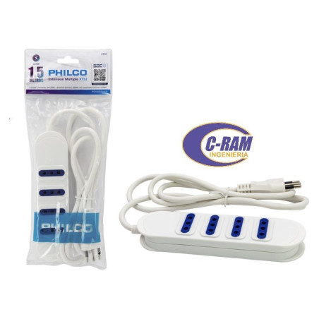 Alargador Philco Multiple 4 Tomas 1 5mts Blanco